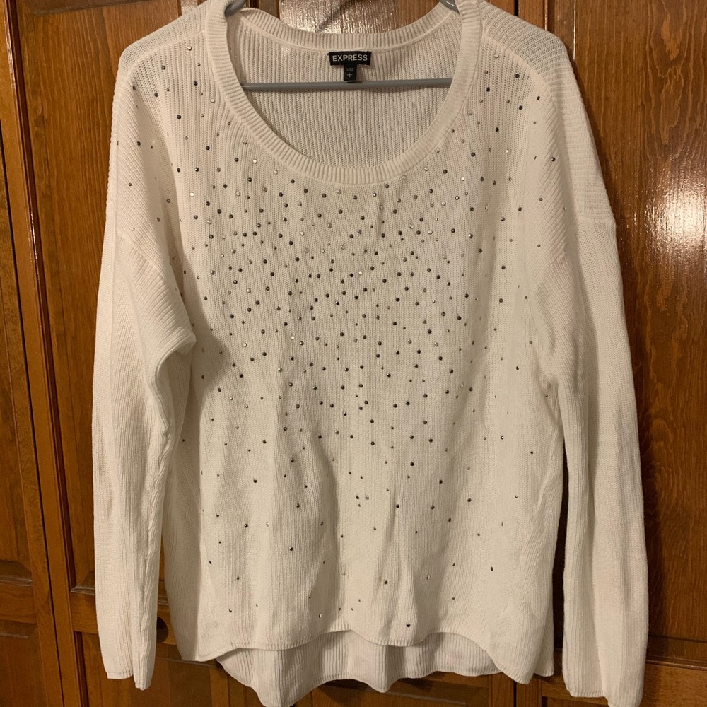 Express ivory sweater with embellishments